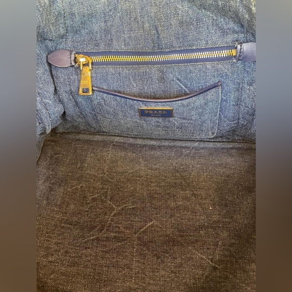PRADA CANAPA Tote Bag, Large Tote, Handbag, Denim Canvas 100% AUTHENTIC! - Picture 12 of 16